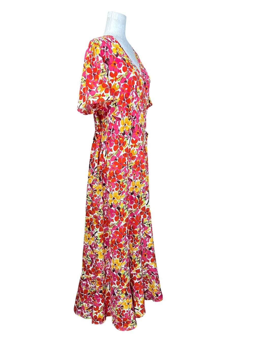 PRETTY GARDEN Summer Maxi Wrap Dress, XXL Wedding Guest Everyday - Picture 3 of 13